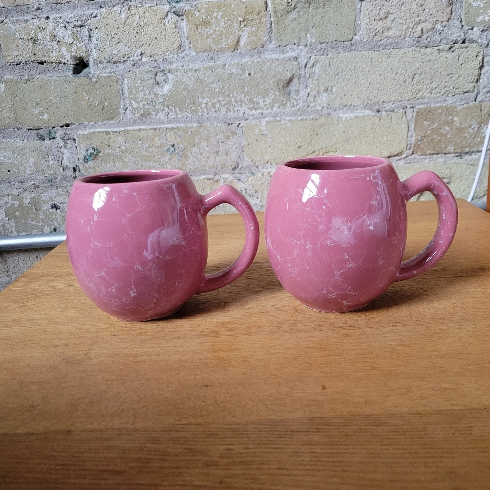 Dusty Pink Marbled Swirl Coffee/Tea Mug, Set of 2, 16oz